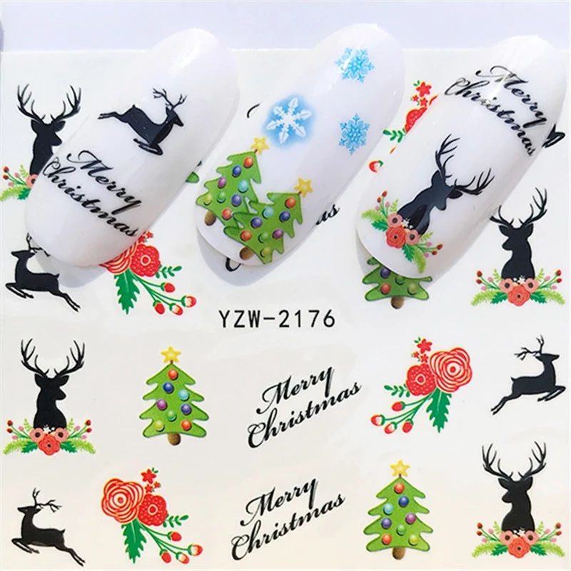 2020 Christmas Slider Nail Decals Nail Art Sticker DIY Manicure Accessory Transfer Foil Xmas Gift