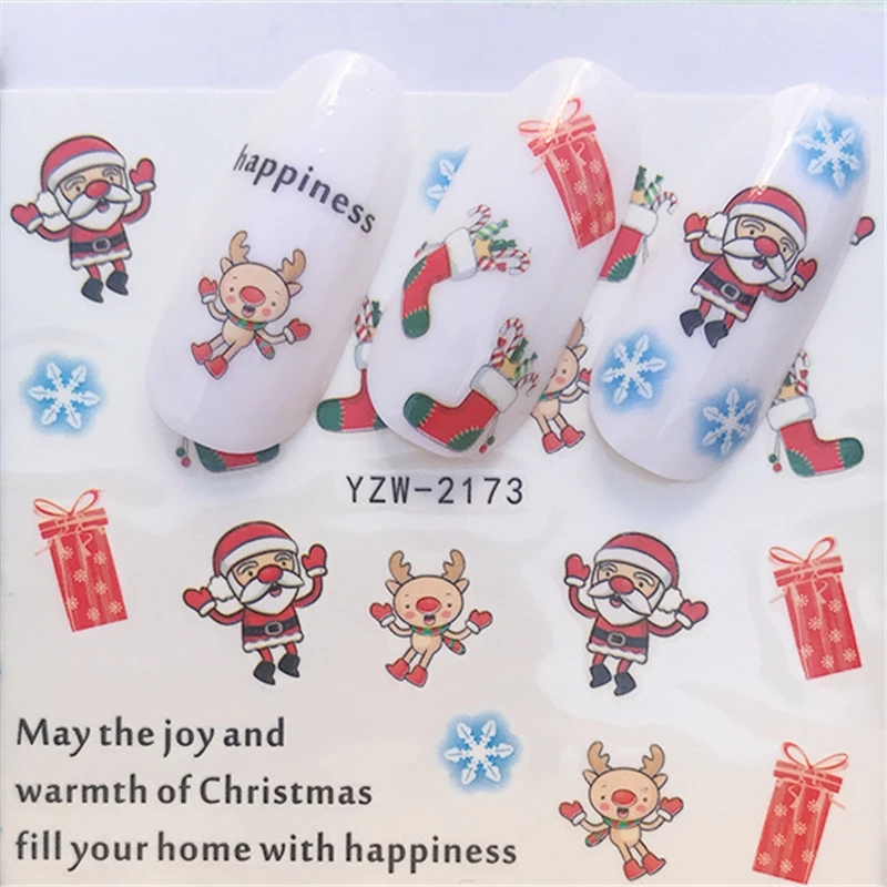 2020 Christmas Slider Nail Decals Nail Art Sticker DIY Manicure Accessory Transfer Foil Xmas Gift