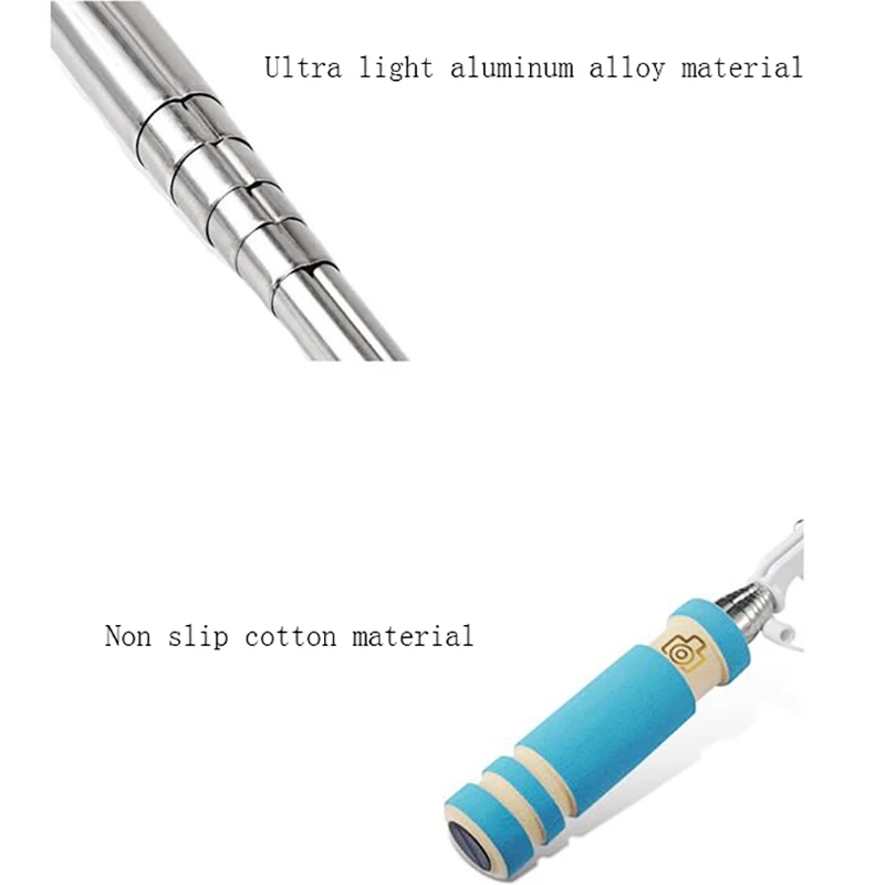 Hot Sale Selfie Stick with Button Wired Cotton Material Handle Monopod Universal for Mobile Phone