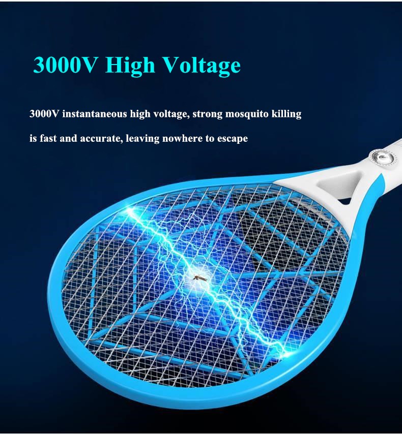 New arrival Mosquito Swatter Killer Led Light Hand-Held Racket Kitchen Room Electric Fly Insect Zapper Killer