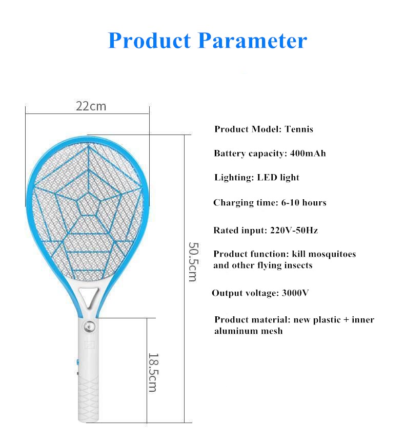 New arrival Mosquito Swatter Killer Led Light Hand-Held Racket Kitchen Room Electric Fly Insect Zapper Killer