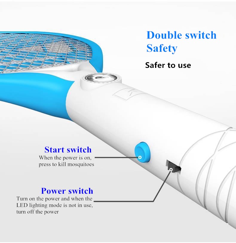 New arrival Mosquito Swatter Killer Led Light Hand-Held Racket Kitchen Room Electric Fly Insect Zapper Killer