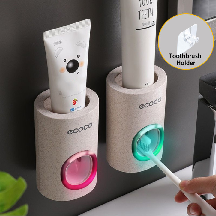 1PC Home Automatic Toothpaste Dispenser Toothbrush Holder Bathroom products Wall Mount Rack Bath