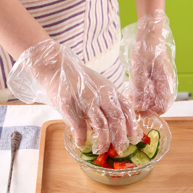 100pcs Transparent Disposable Gloves For Kitchen BBQ Eco-friendly Food Gloves One-off Gloves