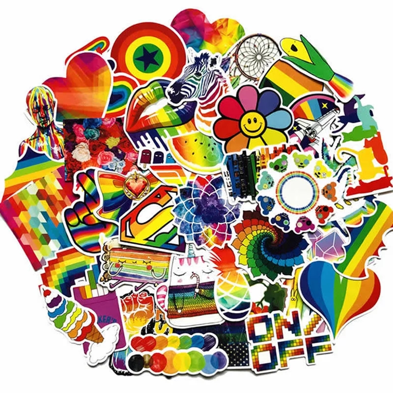 50pcs Waterproof Animal Fruit Stickers Graffiti Girl Skateboard Guitar Children Sticker Kids Toy