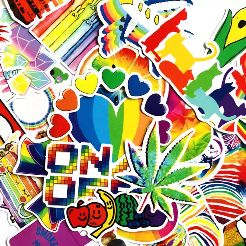 50pcs Waterproof Animal Fruit Stickers Graffiti Girl Skateboard Guitar Children Sticker Kids Toy