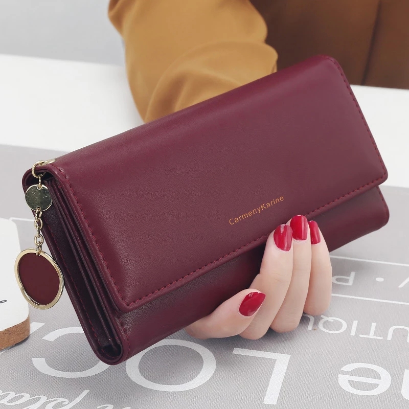 New Fashion Women Wallets Letter Long Tri-fold Wallet Purse Fresh Leather Female Clutch Card Holder