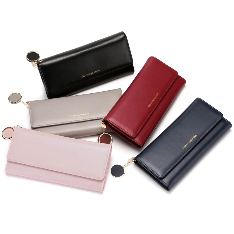 New Fashion Women Wallets Letter Long Tri-fold Wallet Purse Fresh Leather Female Clutch Card Holder