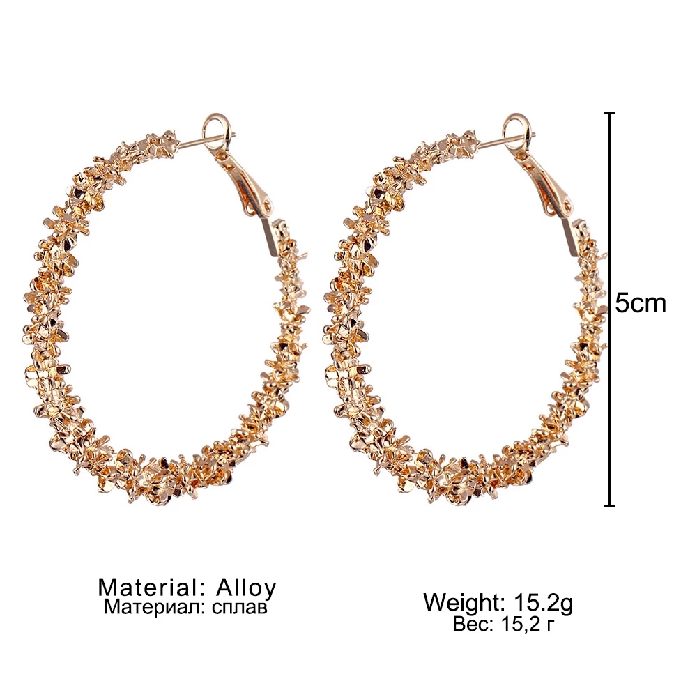 New Big Circle Round Hoop Earrings for Women's Statement Golden Punk Charm Earrings Party Jewelry