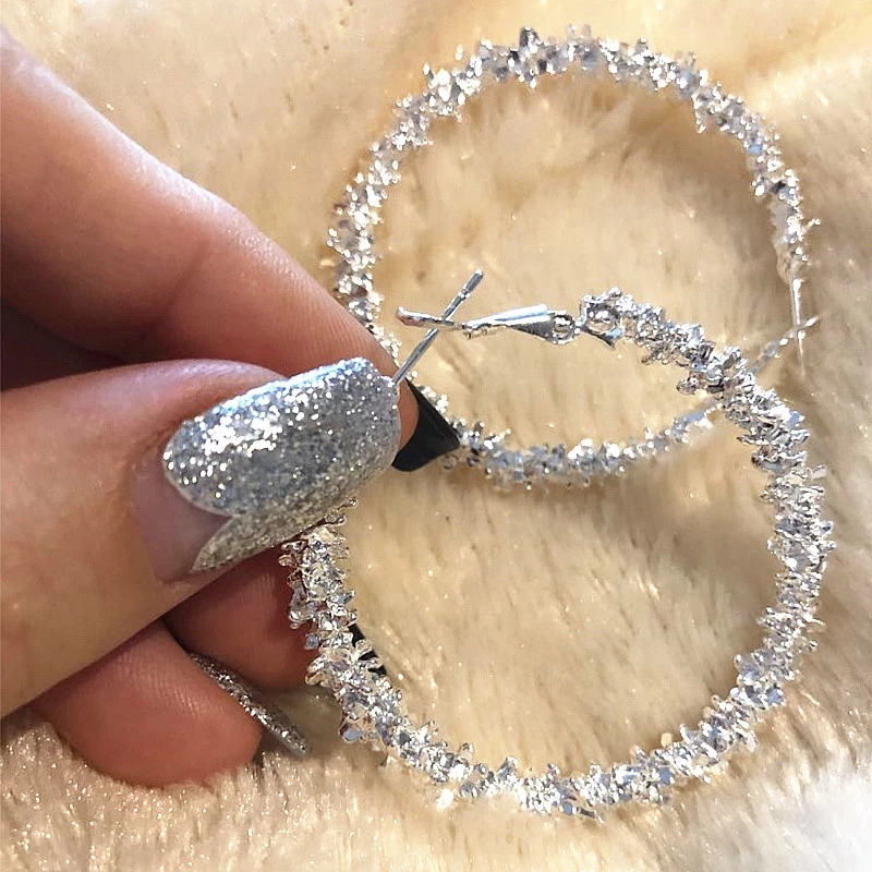 New Big Circle Round Hoop Earrings for Women's Statement Golden Punk Charm Earrings Party Jewelry