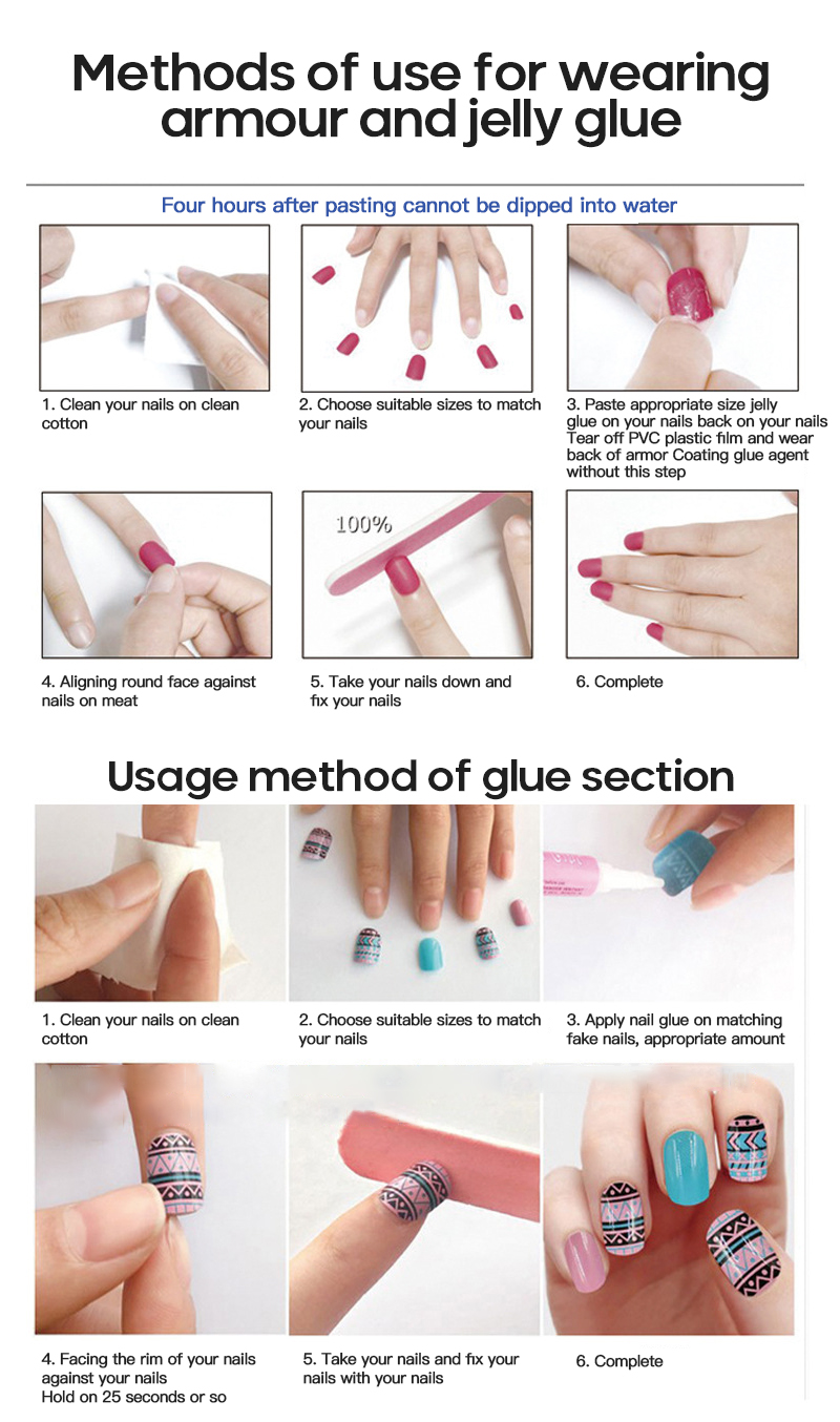 24Pcs Professional Fake Nails Long Half French Acrylic Nail Tips False Coffin Nails Art Kit Press