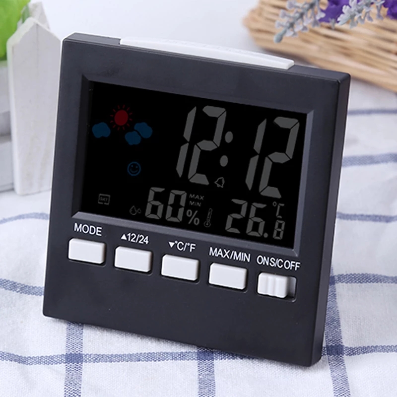 Electronic Digital Alarm Clock Calendar Voice Control LCD Screen with Backlight Home Bedroom Office