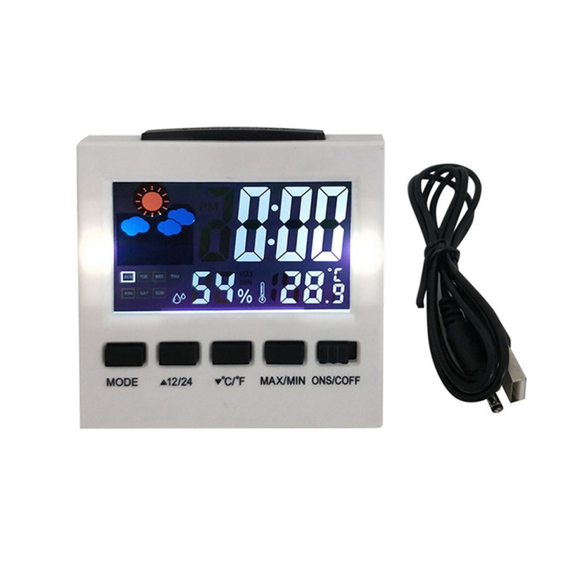 Electronic Digital Alarm Clock Calendar Voice Control LCD Screen with Backlight Home Bedroom Office