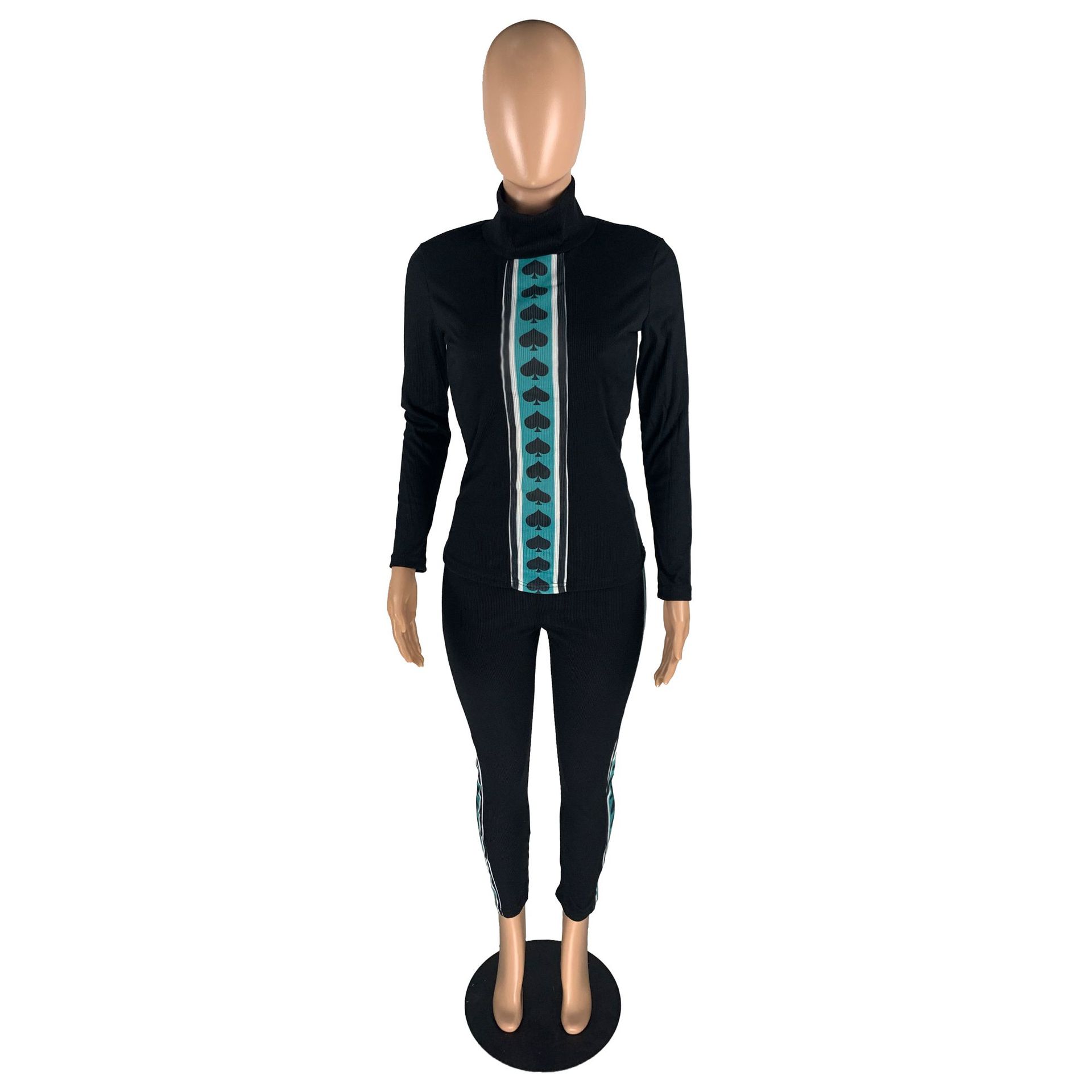 Rib Knitted Two Piece Set Women Fall Tracksuit Long Sleeve Top and Pants Suit Lounge Wear Outfits