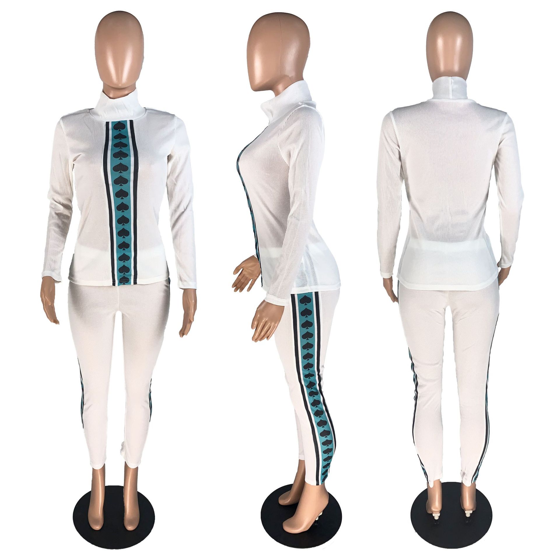 Rib Knitted Two Piece Set Women Fall Tracksuit Long Sleeve Top and Pants Suit Lounge Wear Outfits