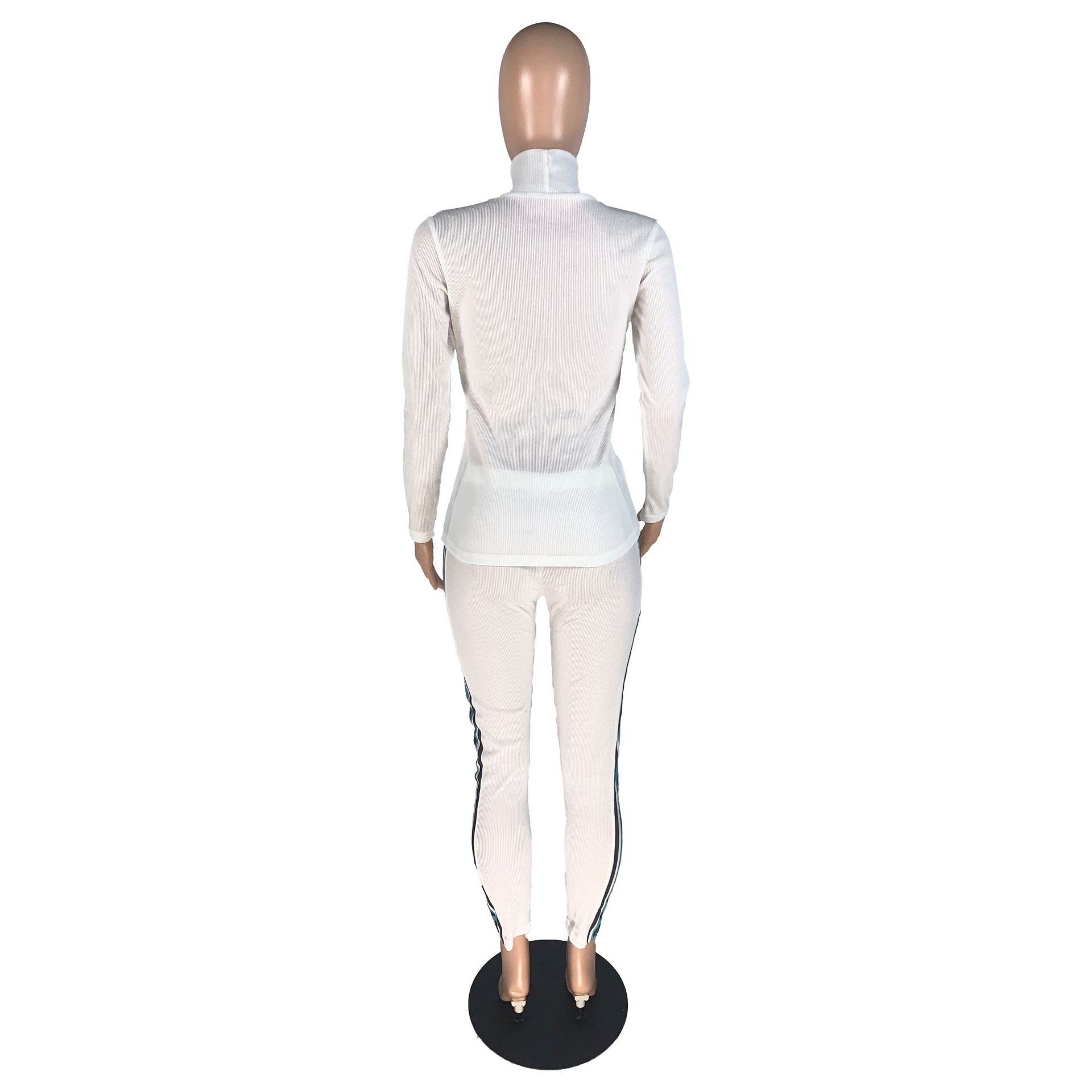 Rib Knitted Two Piece Set Women Fall Tracksuit Long Sleeve Top and Pants Suit Lounge Wear Outfits