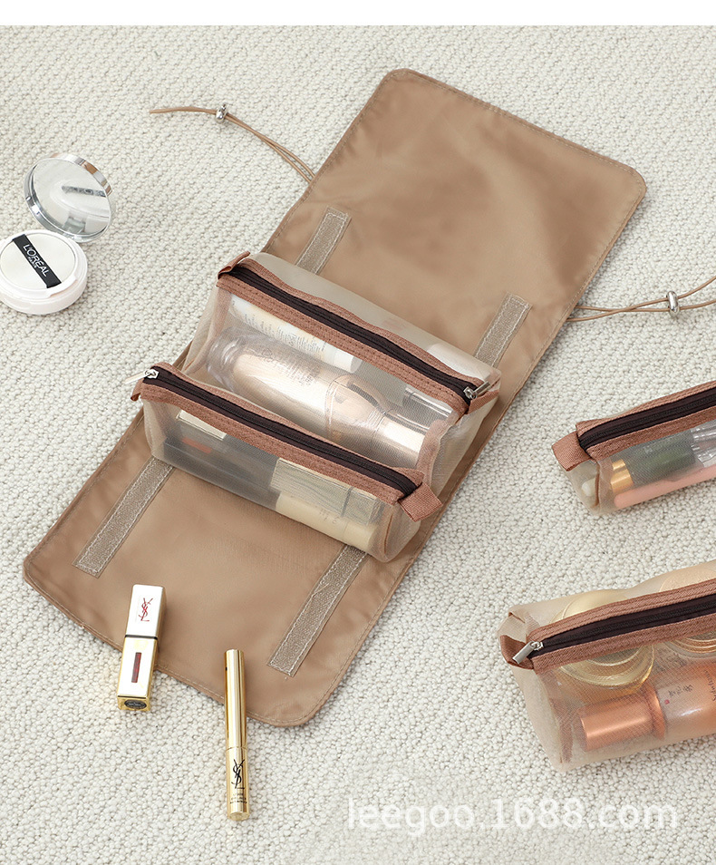 Removable Cosmetic Bag Ladies Four-in-one Zipper Net Cosmetic Bag Folding Travel Storage Wash Bag