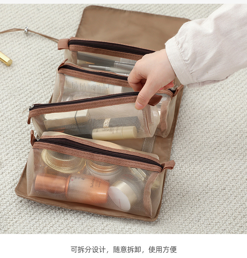 Removable Cosmetic Bag Ladies Four-in-one Zipper Net Cosmetic Bag Folding Travel Storage Wash Bag