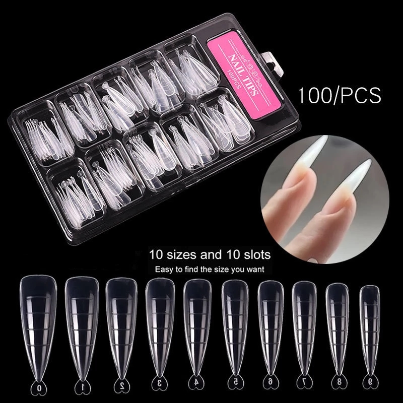 100 Pc Poly Gel Quick Building Mold Tips Nail Dual Forms Finger Extension UV Easy Find Poly Gel Tool
