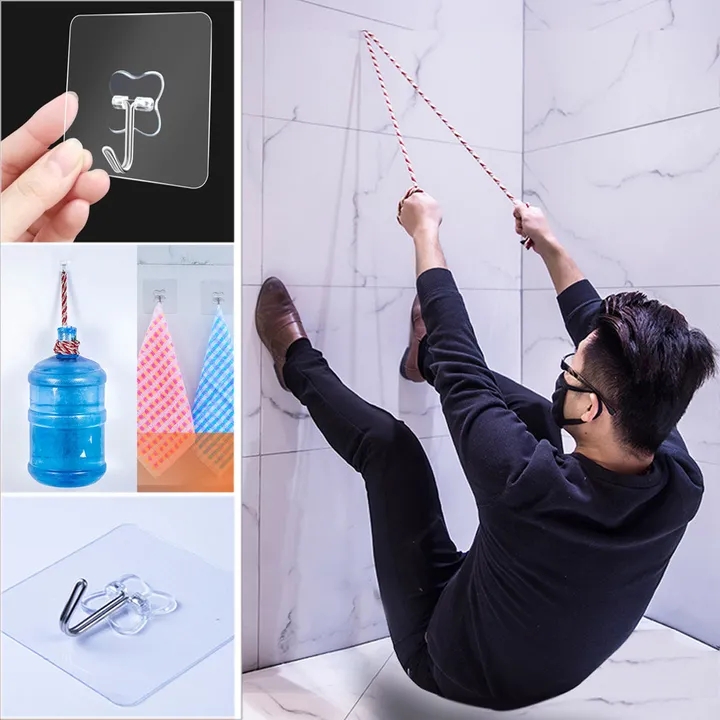 5PC Strong Transparent Suction Cup Sucker Wall Hooks Hanger For Kitchen Bathroom 6*6cm Wall Hooks