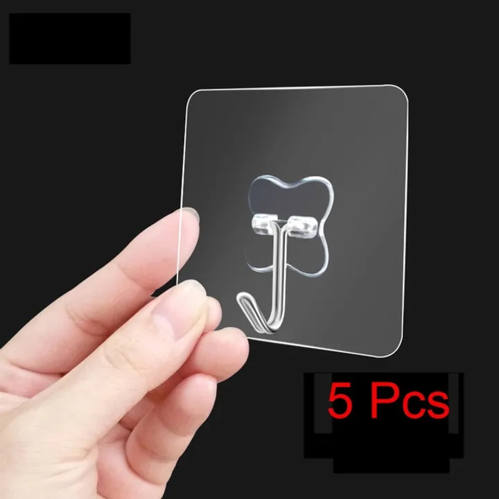 5PC Strong Transparent Suction Cup Sucker Wall Hooks Hanger For Kitchen Bathroom 6*6cm Wall Hooks