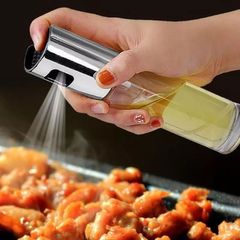 Kitchen Baking Oil Cook Oil Spray Empty Bottle Vinegar Bottle Dispenser Cooking Glass Oil sprayer Silver 180mm*40mm