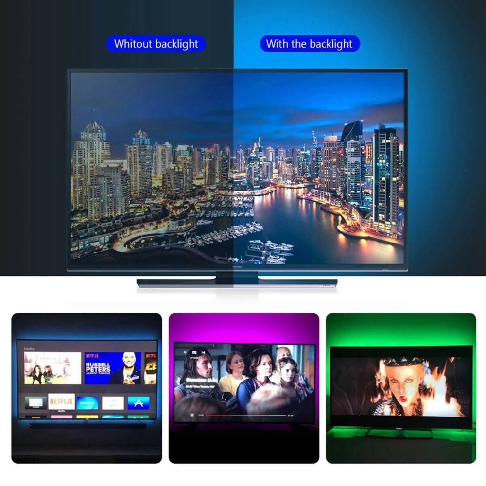 LED Strip Light USB 2835SMD DC5V Flexible LED Lamp Tape Ribbon RGB 0.5M 5M BackLight Diode Tape