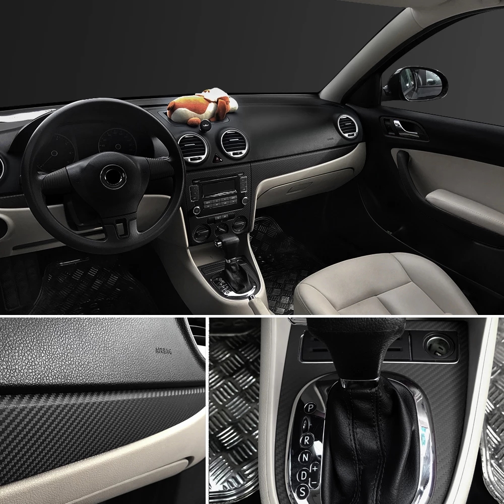 30cmx127cm 3D Carbon Fiber Vinyl Car Wrap Sheet Roll Film Car Stickers and Decal Styling Automobiles