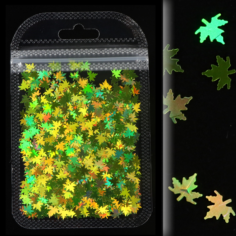 1Bag Holographic Maple Leaf Nail Art Sequins Chameleon Nail Glitter Flakes Laser Leaves Decoration