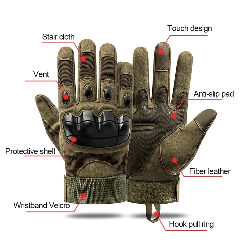 Military Tactical Full Finger Men Gloves Touch Screen Paintball Airsoft Hard Knuckle Army Gloves