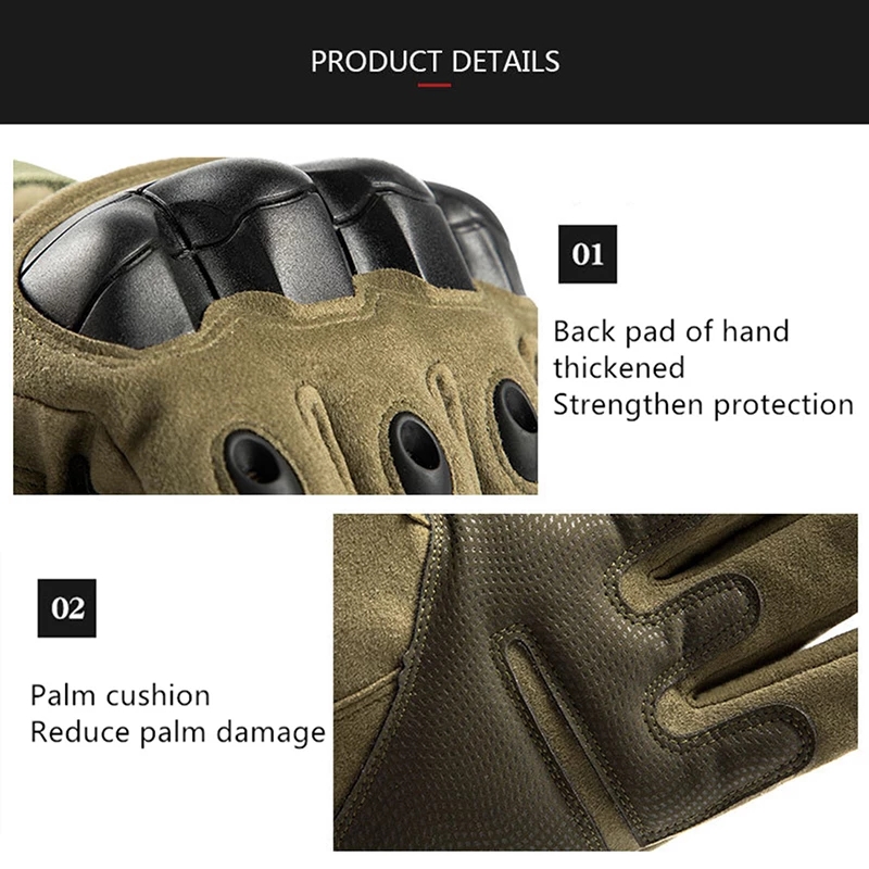 Military Tactical Full Finger Men Gloves Touch Screen Paintball Airsoft Hard Knuckle Army Gloves
