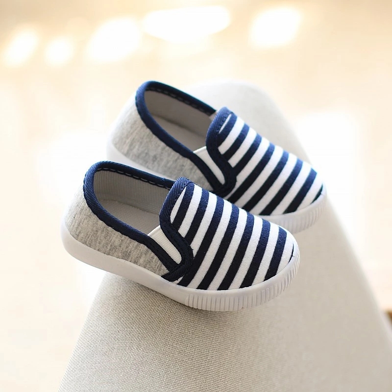 Stripe Kids Flats Soft Bottom Canvas Shoes Children Girls Boys Toddler Cloth Shoes For Infant