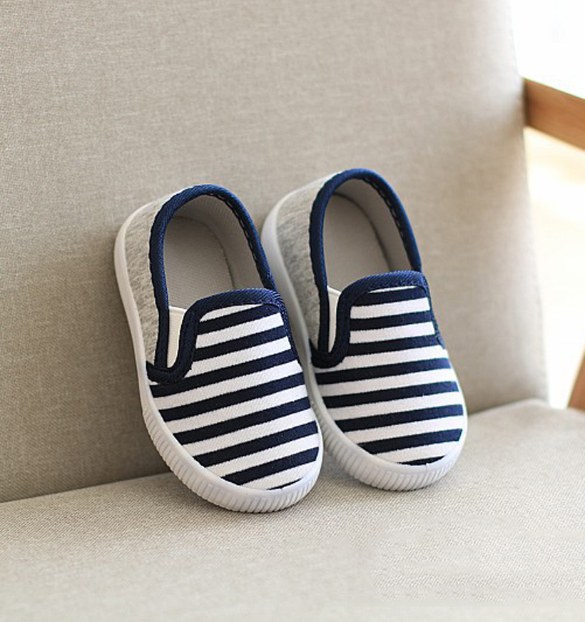 Stripe Kids Flats Soft Bottom Canvas Shoes Children Girls Boys Toddler Cloth Shoes For Infant