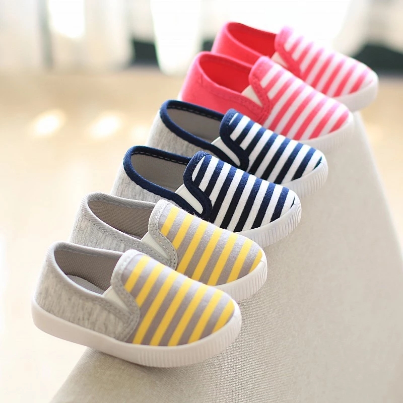 Stripe Kids Flats Soft Bottom Canvas Shoes Children Girls Boys Toddler Cloth Shoes For Infant