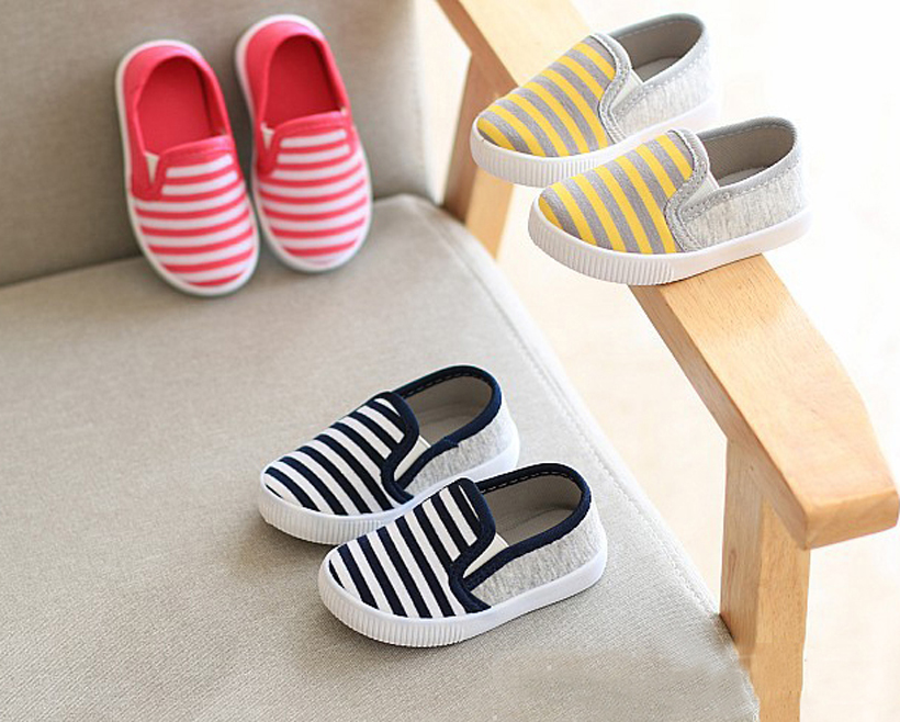 Stripe Kids Flats Soft Bottom Canvas Shoes Children Girls Boys Toddler Cloth Shoes For Infant
