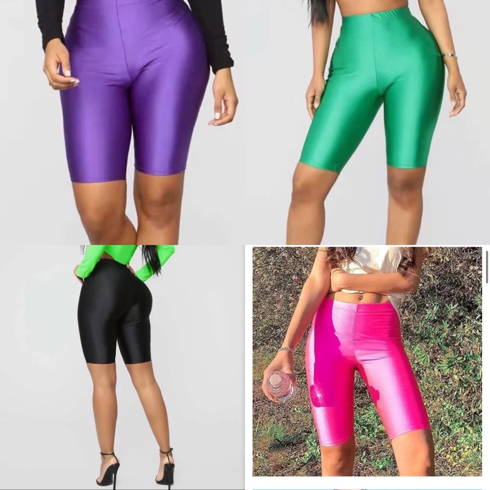 High Waist Sports Shorts Women Biker Shorts Casual Skinny Fitness Solid Bodycon Cycling Slim Bottoms