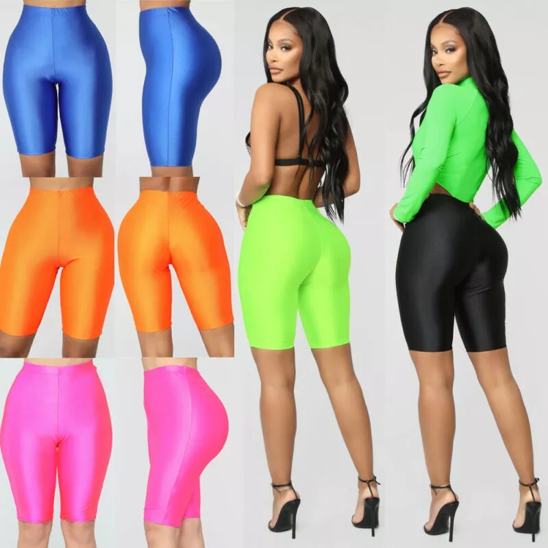 High Waist Sports Shorts Women Biker Shorts Casual Skinny Fitness Solid Bodycon Cycling Slim Bottoms