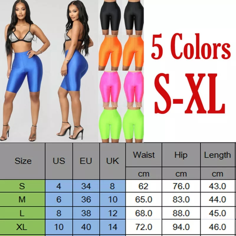 High Waist Sports Shorts Women Biker Shorts Casual Skinny Fitness Solid Bodycon Cycling Slim Bottoms