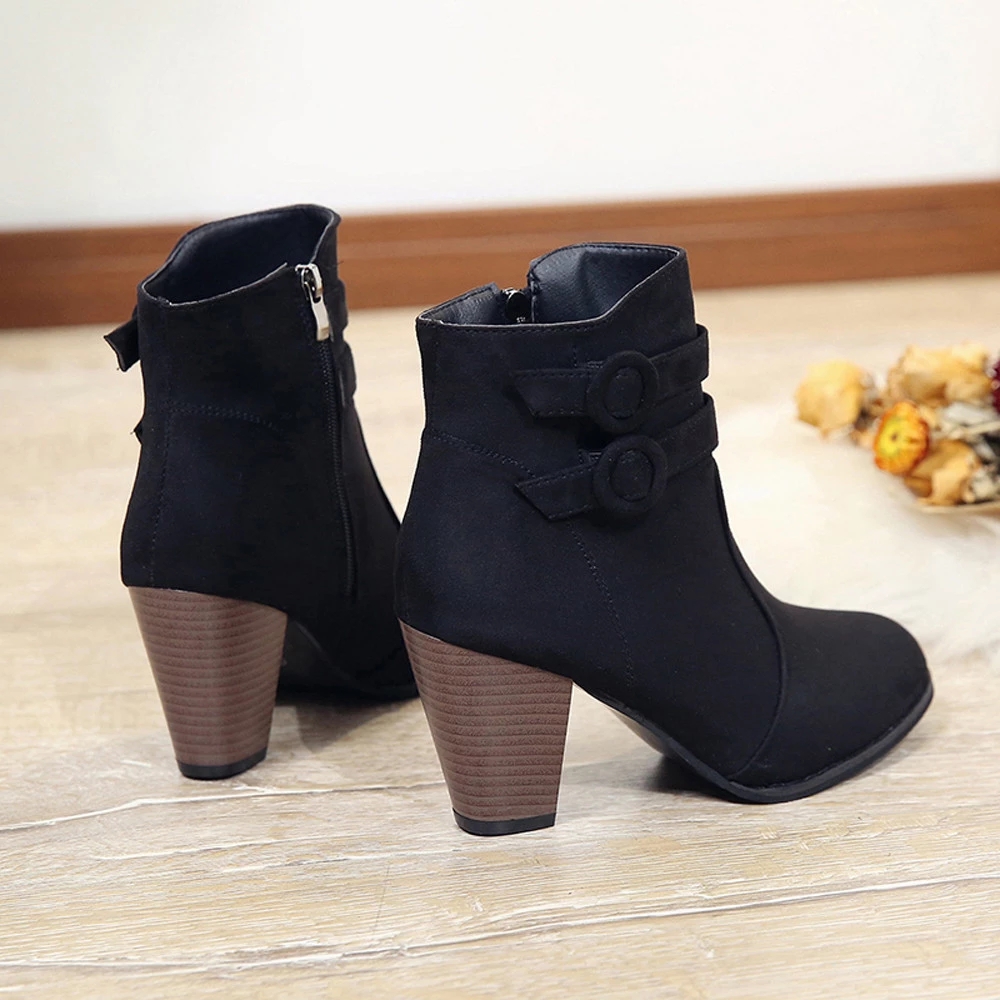 3C Boots Women Ankle Boots Women High Heel Autumn Shoes Ladies Fashion Zipper Casual Boots