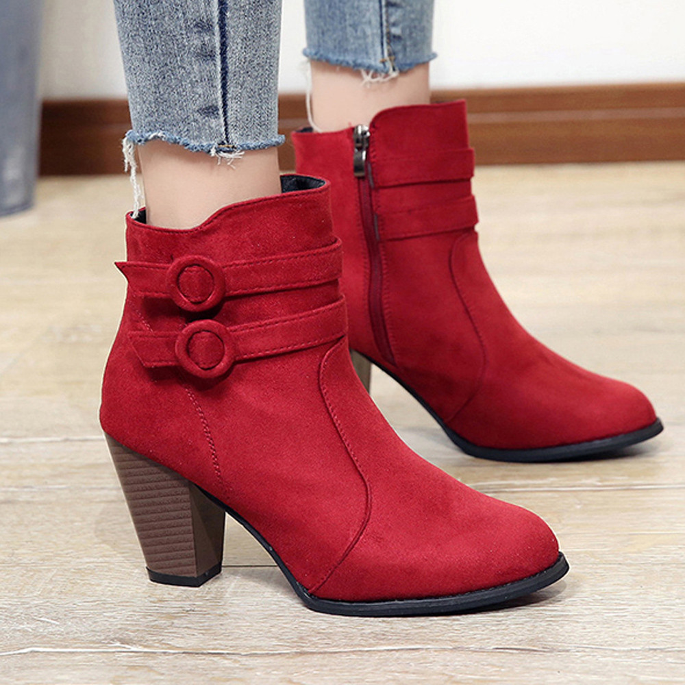 3C Boots Women Ankle Boots Women High Heel Autumn Shoes Ladies Fashion Zipper Casual Boots