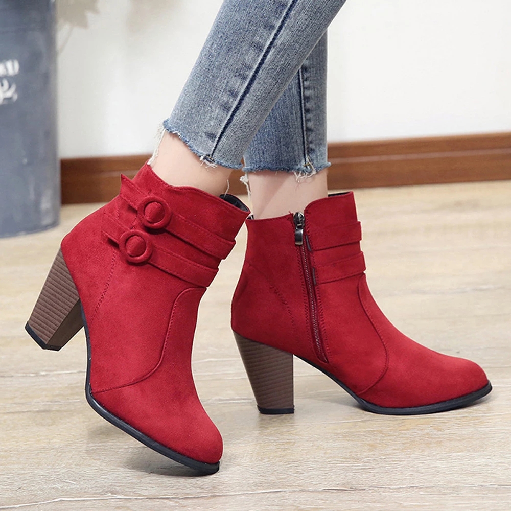 3C Boots Women Ankle Boots Women High Heel Autumn Shoes Ladies Fashion Zipper Casual Boots
