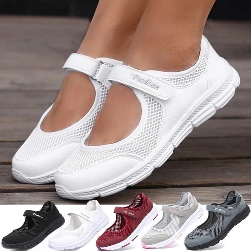 2021 Womens Fashion Casual Running Shoes Women Sneakers Weave Mesh Fabric Comfortable Flats Shoes