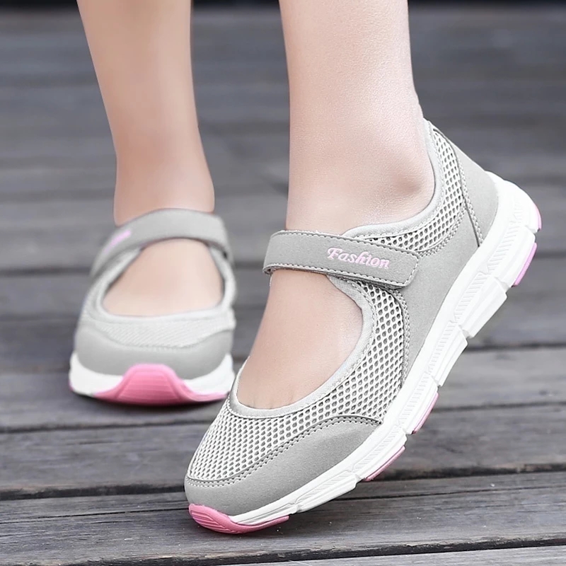 2021 Womens Fashion Casual Running Shoes Women Sneakers Weave Mesh Fabric Comfortable Flats Shoes