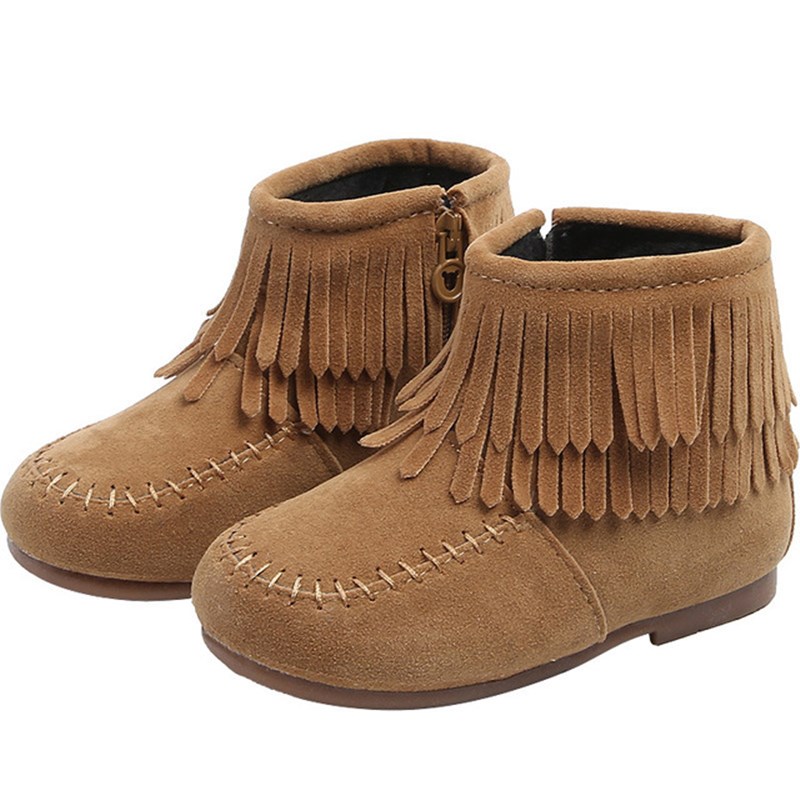 Autumn winter girls shoes short boots tassel boots warm Princess leather boots girls boots