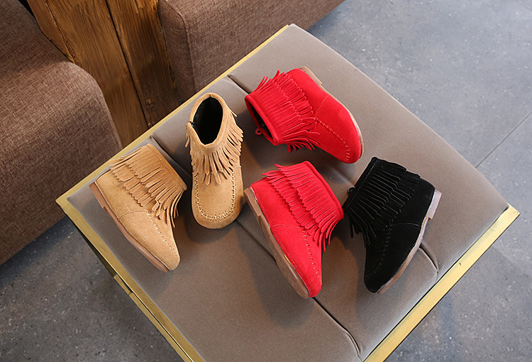 Autumn winter girls shoes short boots tassel boots warm Princess leather boots girls boots