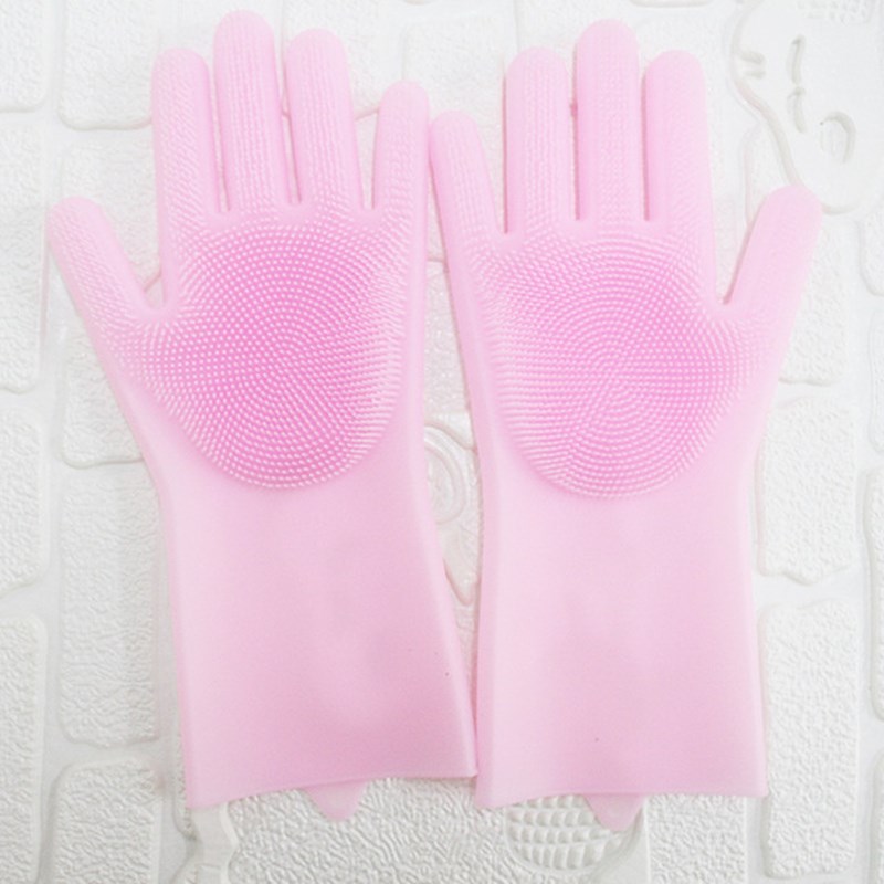 A pair Silicone Cleaning Gloves Magic Silicone Dish Washing Gloves For Kitchen Household Washing