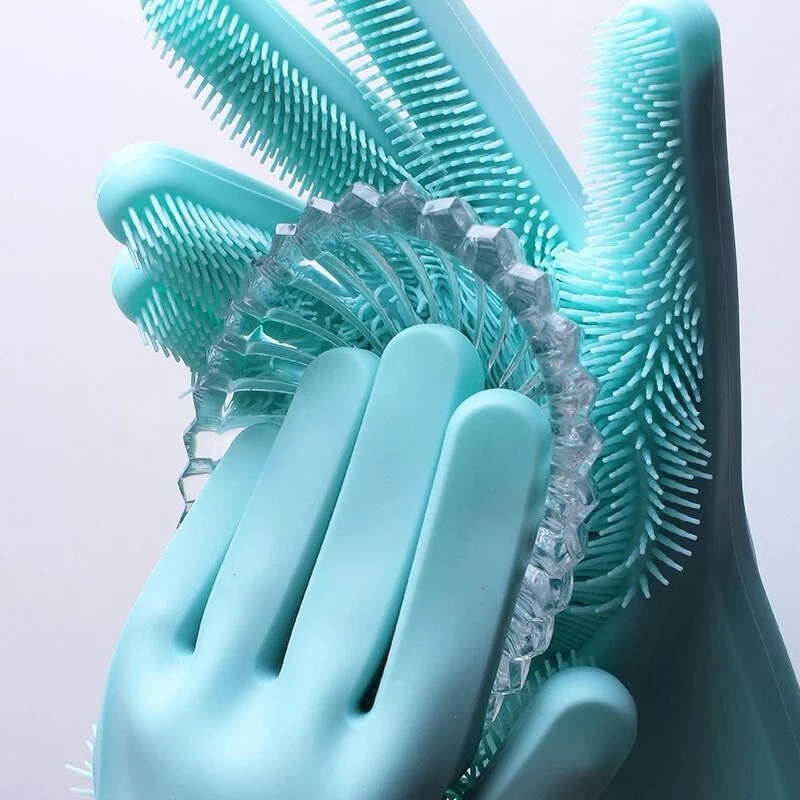 A pair Silicone Cleaning Gloves Magic Silicone Dish Washing Gloves For Kitchen Household Washing