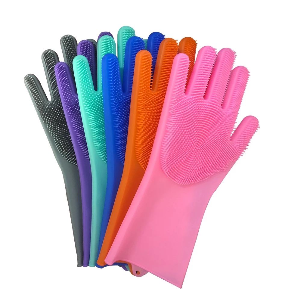 A pair Silicone Cleaning Gloves Magic Silicone Dish Washing Gloves For Kitchen Household Washing
