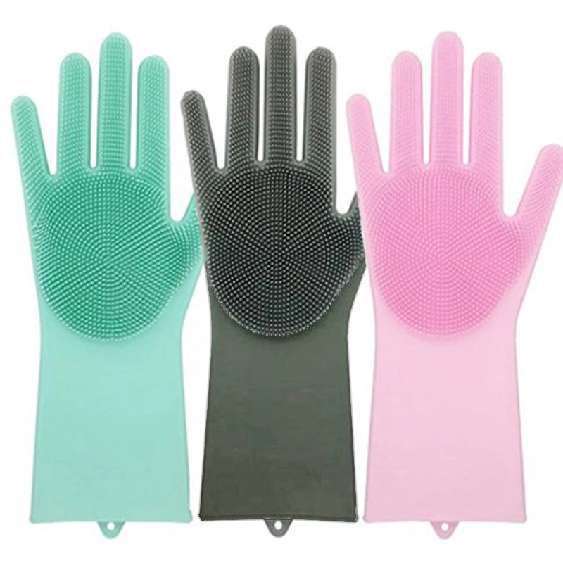 A pair Silicone Cleaning Gloves Magic Silicone Dish Washing Gloves For Kitchen Household Washing