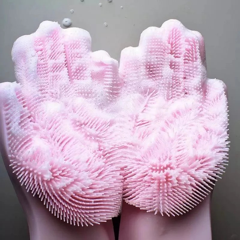 A pair Silicone Cleaning Gloves Magic Silicone Dish Washing Gloves For Kitchen Household Washing